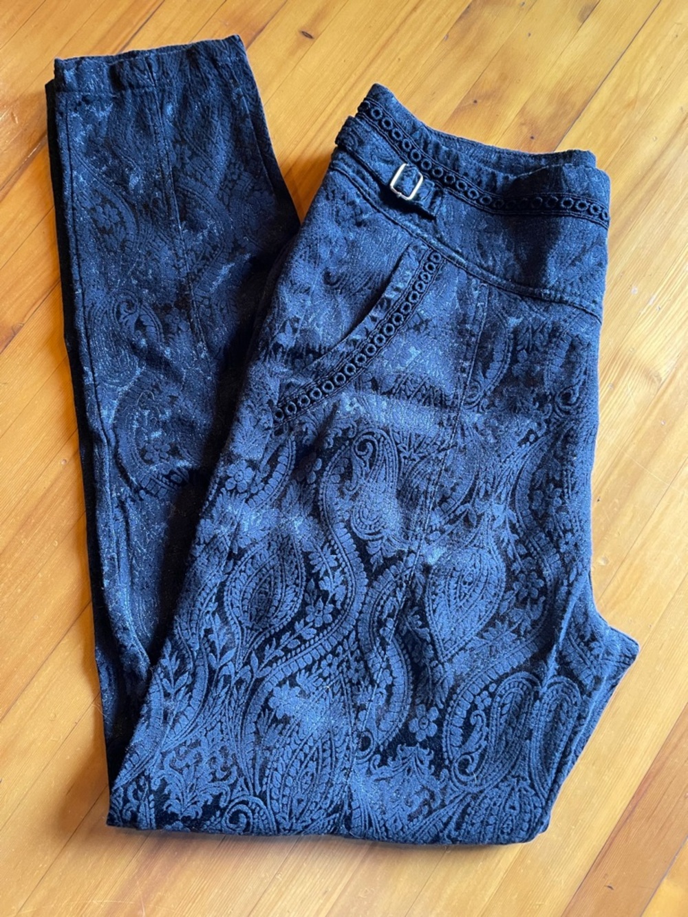 Men's Black Paisley Jacquard Pants
